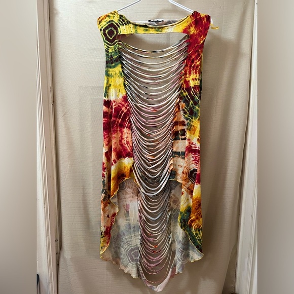 ⚪️ Love an Multicolor Tie-Dye High-Low Top Size XL Fun Festival Hippie Boho - Picture 1 of 9